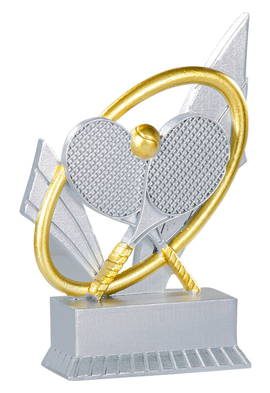 Trophäe Tennisschläger im Ring 12cm