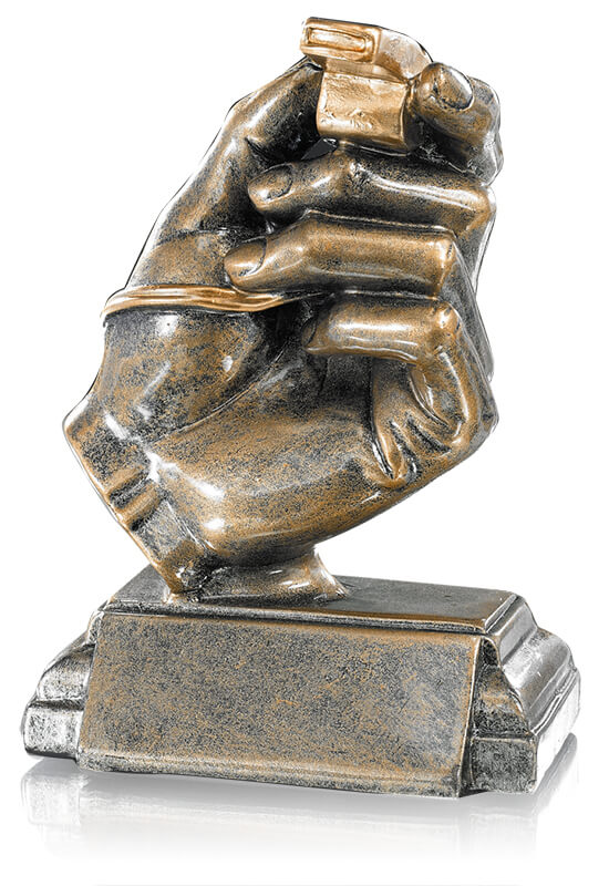Trophäe Hand mit Fußball 16cm