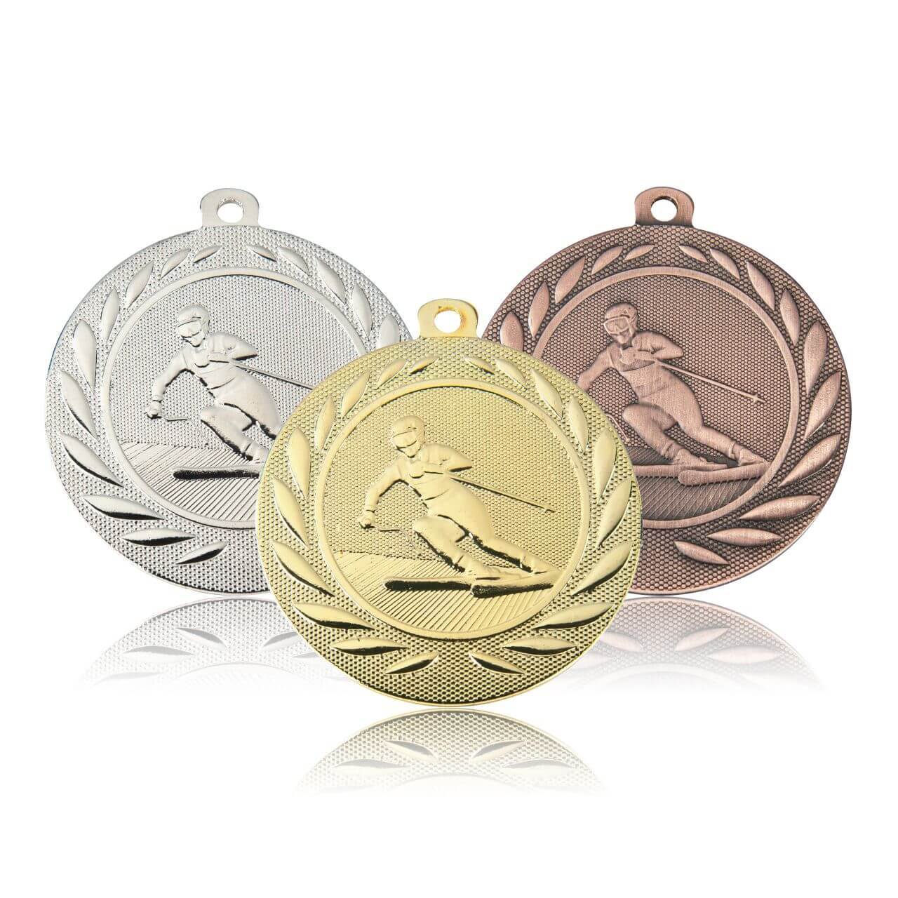 Medaille Skifahren 50mm  - Farbe: Antik Bronze