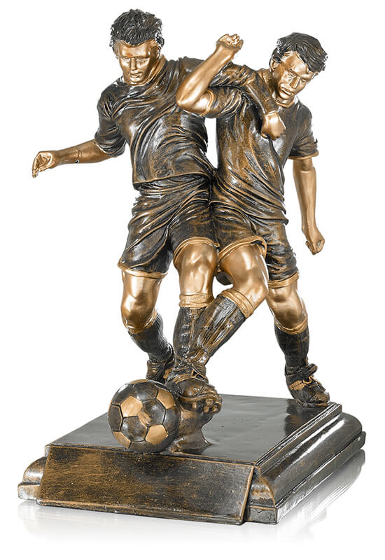 Trophäe zwei Fußballspieler im Zweikampf 40cm