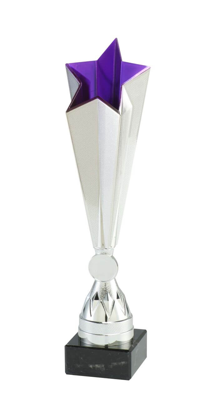 Pokal Stern in Lila & Silber - Höhe: 315mm