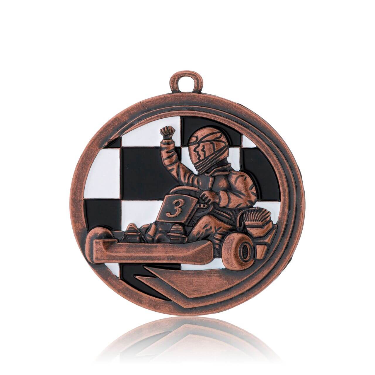 Medaille Go Kart 50mm  - Farbe: Antik Bronze