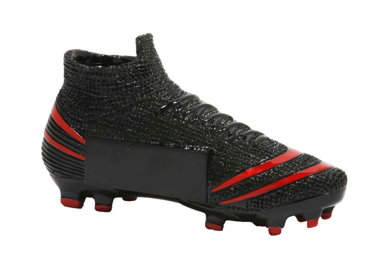 Fußballschuh Trophäe in schwarz/rot Höhe: 7,5cm - Breite 13cm Fußballschuh Trophäe in schwarz/rot Höhe: 7,5cm - Breite 13cm