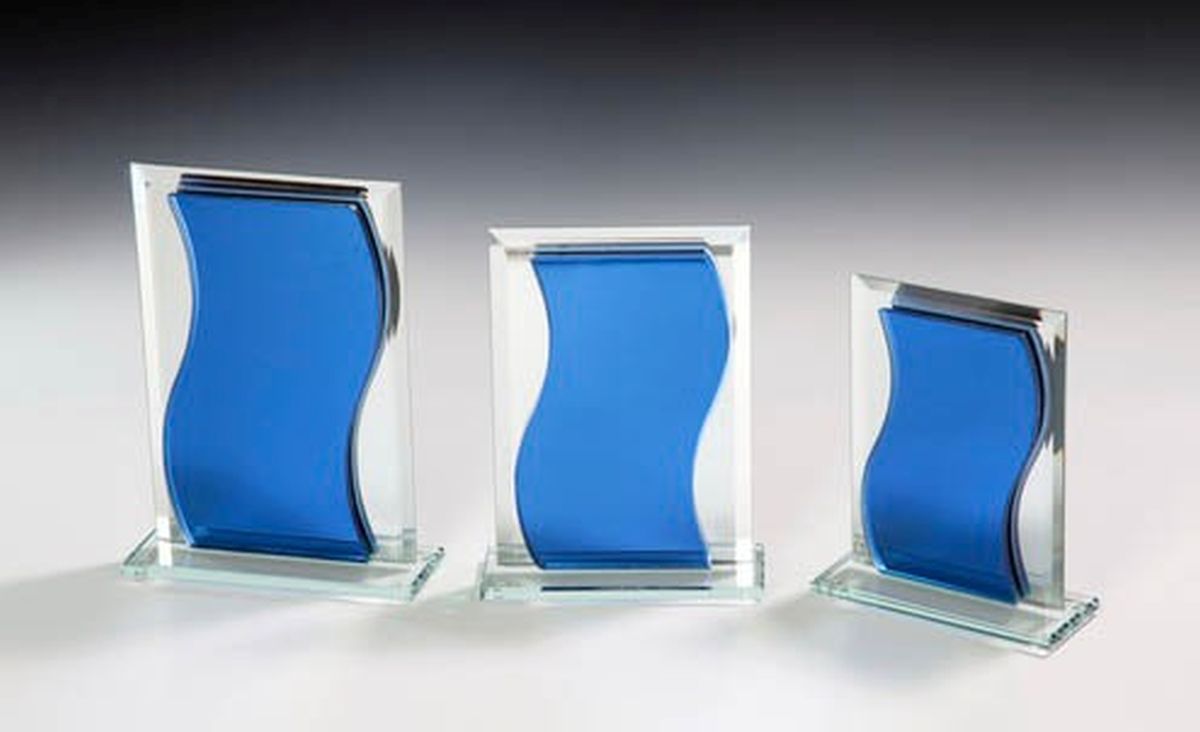Glastrophäe Blau - Größe: 125mm