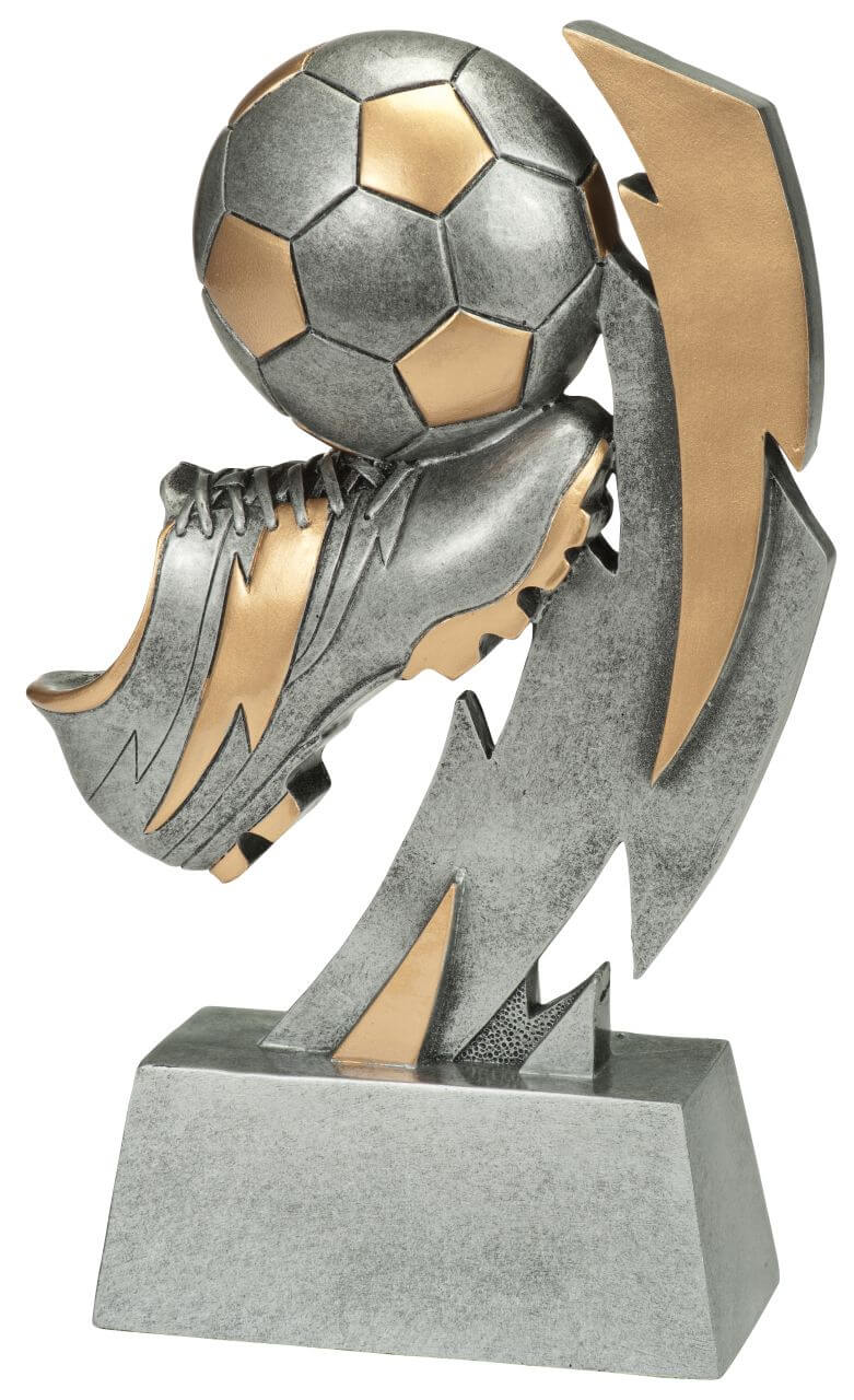 Fußball-Trophäe Ball und Schuh mit Flügel - Höhe: 19,5 cm