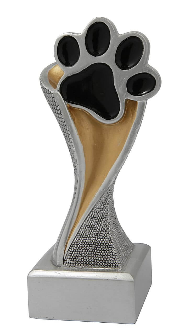 Hundesport-Trophäe Pfote auf Säule - Höhe: 17 cm