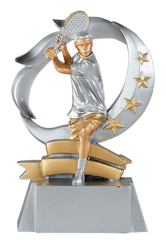 Trophäe Tennisspieler im Sternschwung 15cm