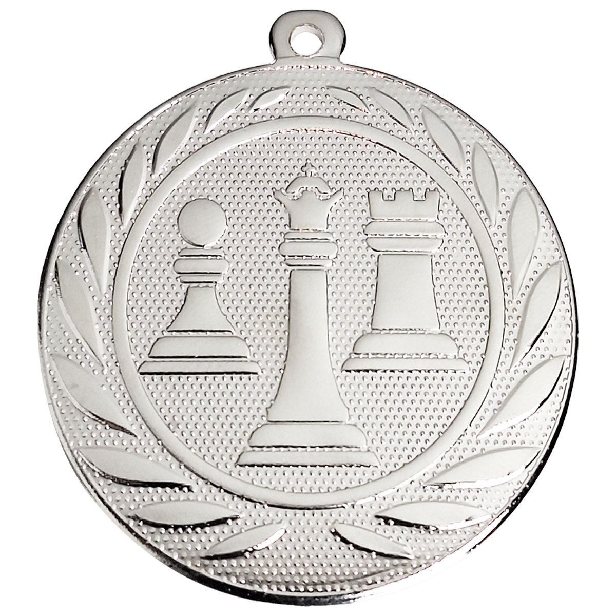 Schach-Medaille drei Figuren, 50 mm - Farbe: Silber