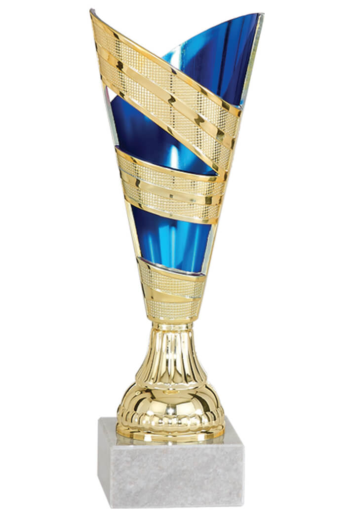 Pokal in Gold und Blau in 3 Größen Pokal in Gold und Blau in 3 Größen