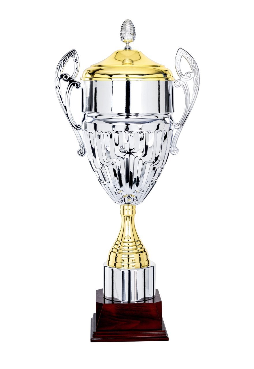 Pokal mit Deckel in Silber, bis 84cm hoch