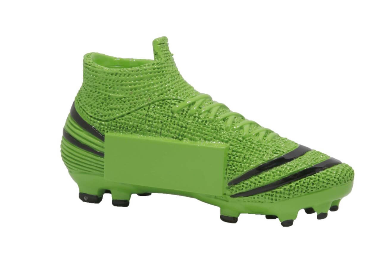 Fußballschuh Trophäe in grün/schwarz Höhe: 7,5cm - Breite 13cm Fußballschuh Trophäe in grün/schwarz Höhe: 7,5cm - Breite 13cm