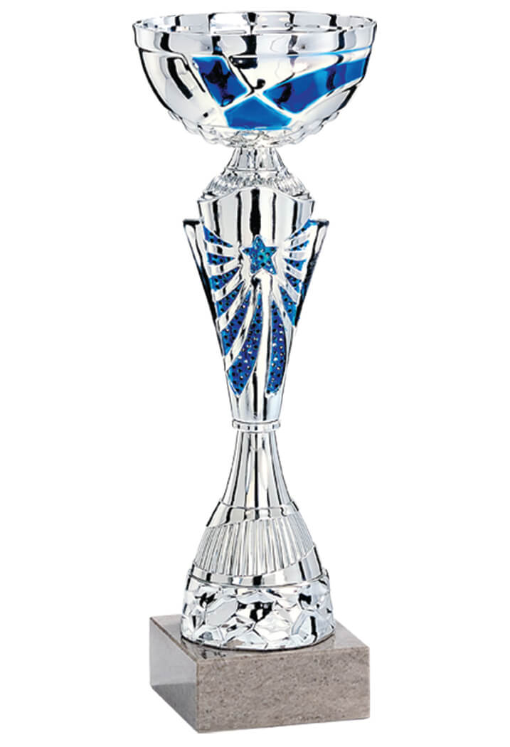 Pokal in Silber / Blau - Höhe: 26cm - Ø90