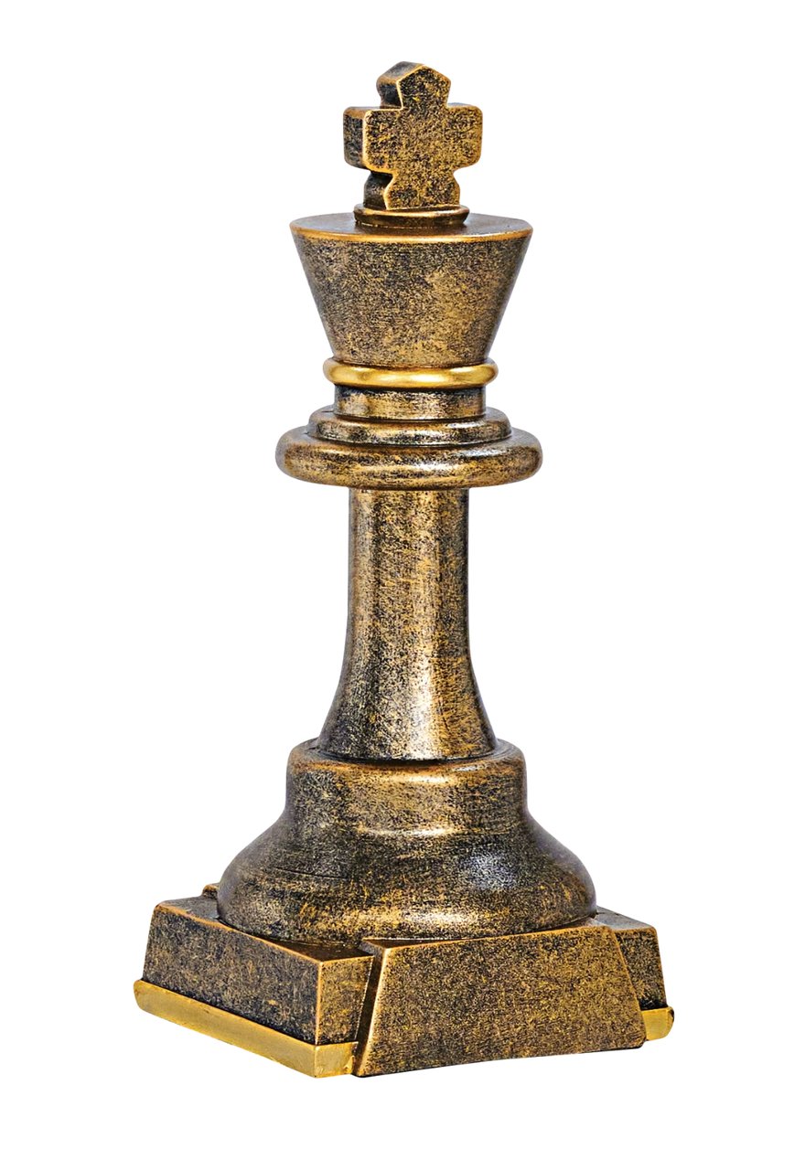 Schachtrophäe als König in Antikgold 20cm