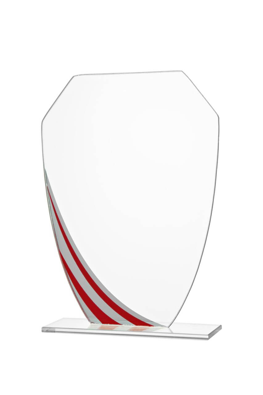 Glastrophäe rot - Größe: 195x140mm