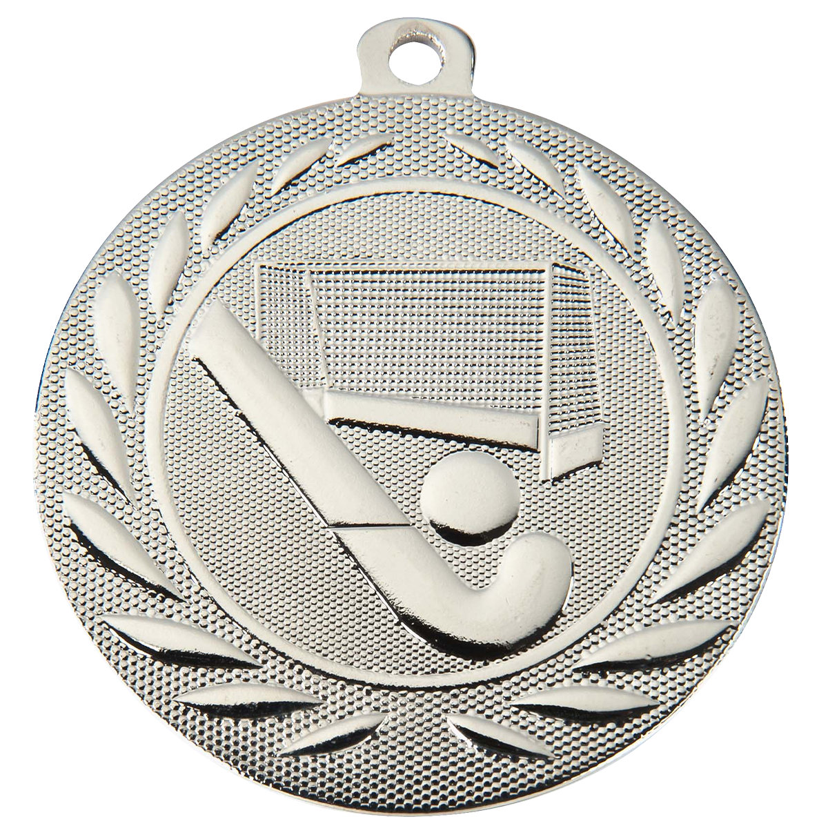 Hockey-Medaille Schläger, Ball und Tor, 50 mm - Farbe: Silber