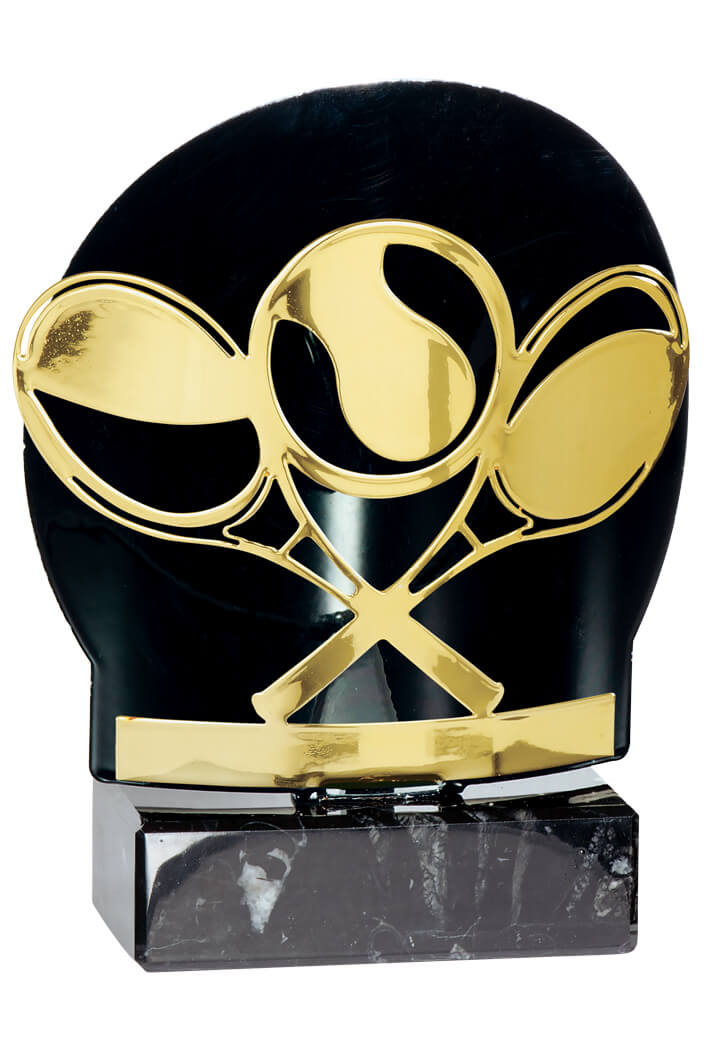 Trophäe Tennisrelief in Gold 18cm