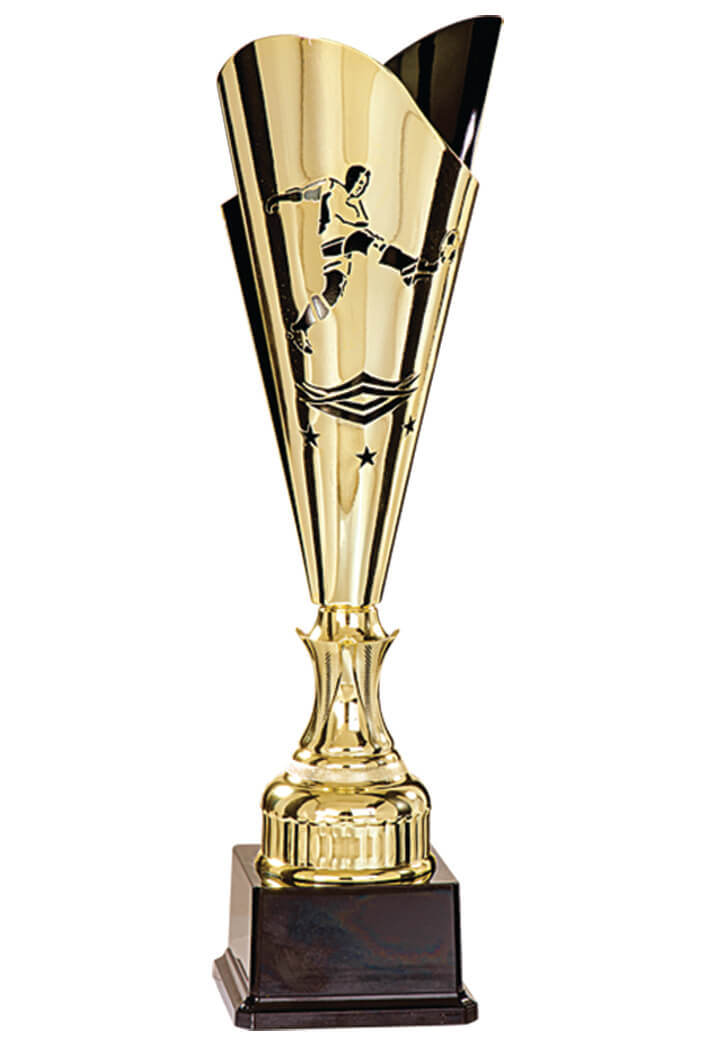 Metall Trophäe mit Fußballmotiv -  Höhe: 45cm