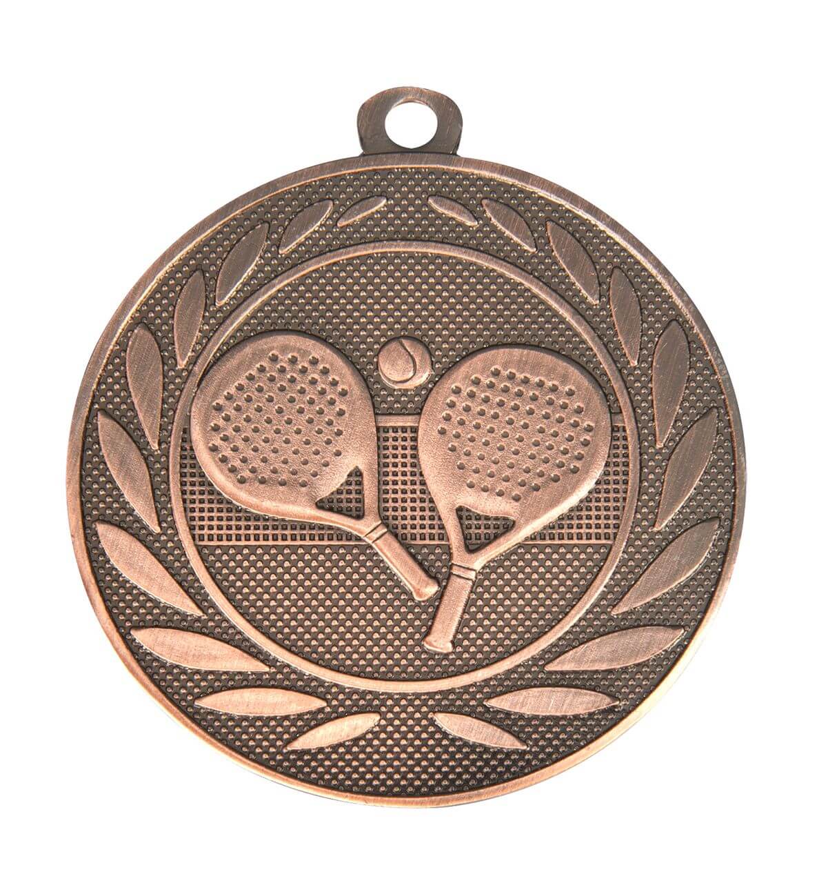 Padel-Medaille zwei Schläger und Ball, 50 mm - Farbe: Antik Bronze