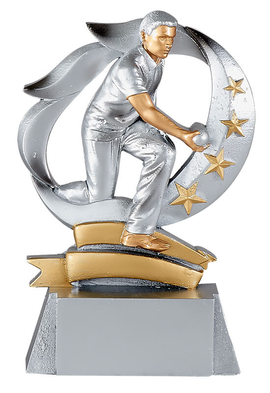 Trophäe Boulespieler im Sternschwung 15cm