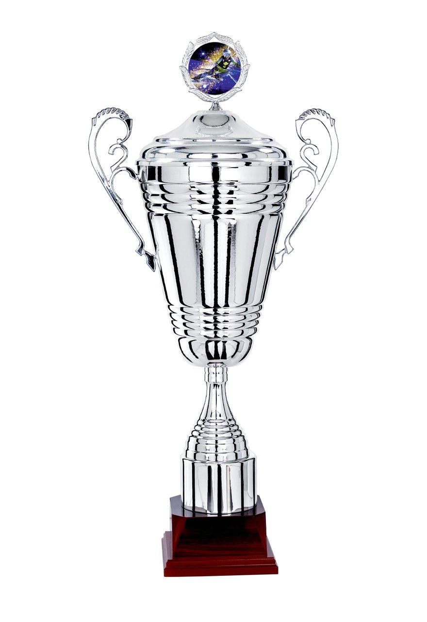 Pokal mit Deckel in Silber, bis 88cm hoch - Höhe: 88cm