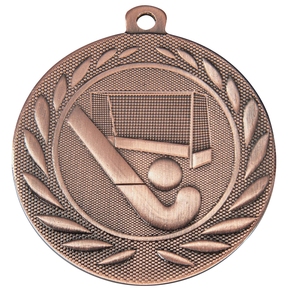 Hockey-Medaille Schläger, Ball und Tor, 50 mm - Farbe: Antik Bronze