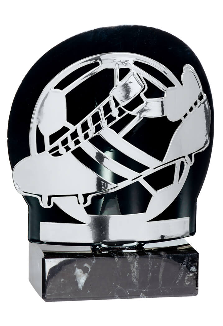 Trophäe Fußballrelief in Silber 18cm