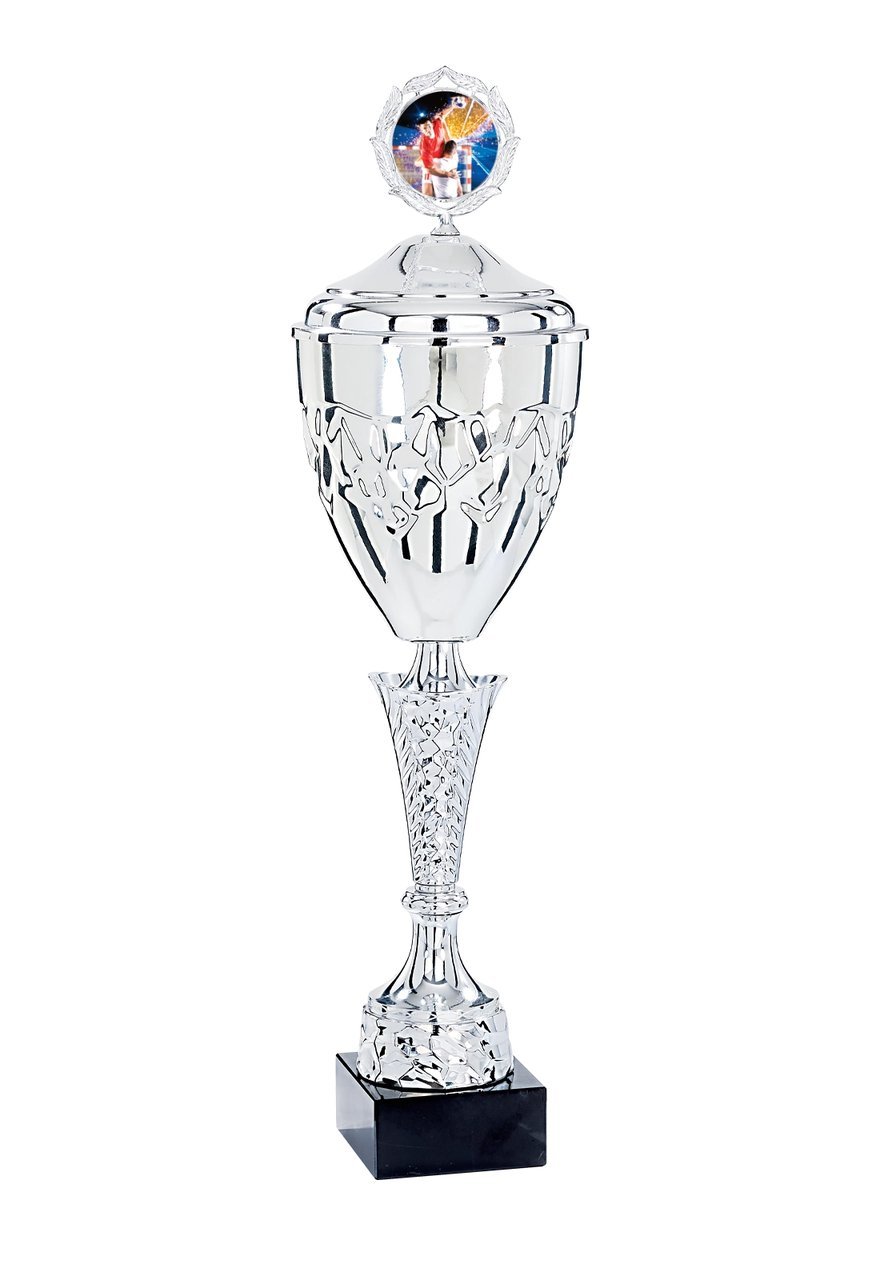 Pokal mit Deckel und durchbrochener Filigransäule