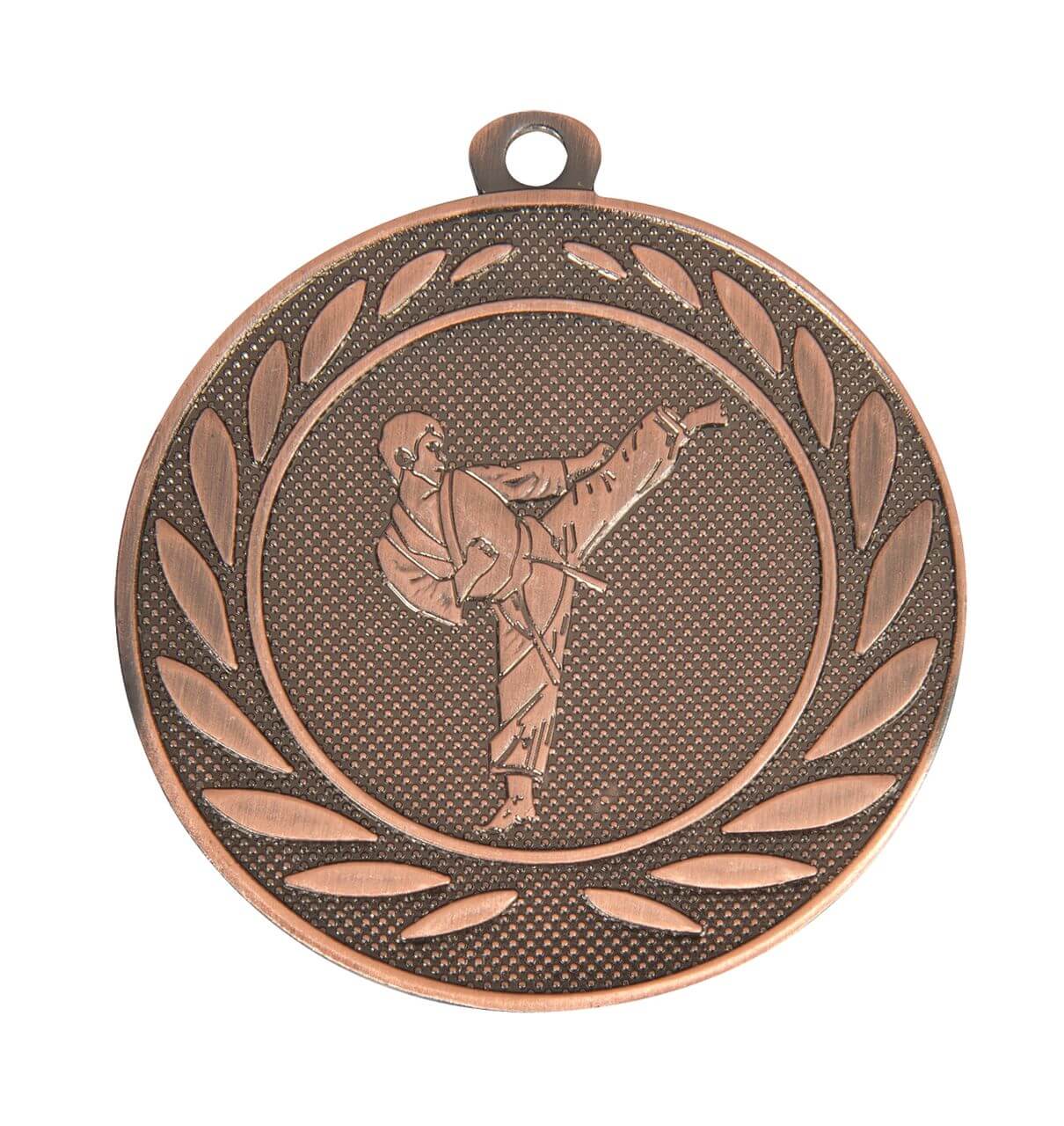Karate-Medaille Kämpfer im Sprungtritt, 50 mm - Farbe: Antik Bronze